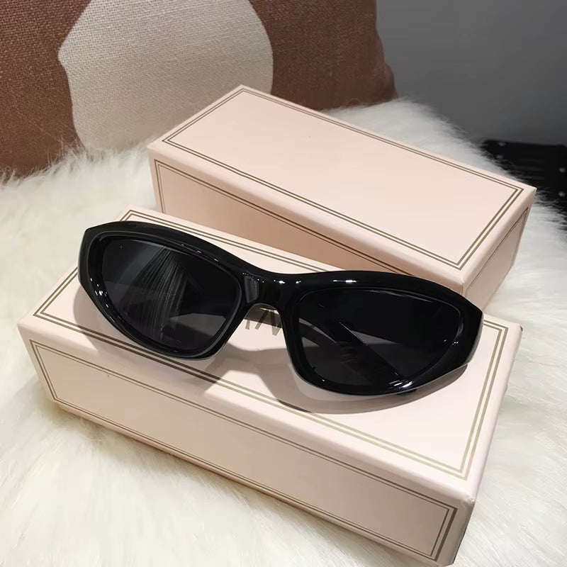 Steampunk Cat Eye Purple Mirror Sunglasses Women Brand Rectangle Y2K Trendy Sport Cycling Shades Eyewear Star Rivets Sun Glasses