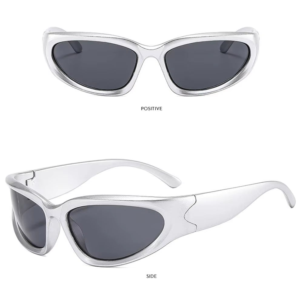 Y2K Wrap around Sunglasses Futuristic Oval Sports Sun Glasses 2022 Trendy Fashion Shades Vintage Punk Goggle Eyewear