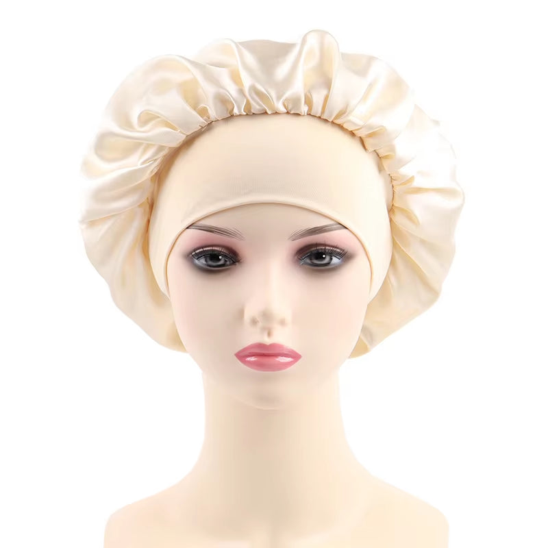 Women Bonnet Satin Sleeping Hat Hair Night Sleep Cap Head Cover Bonnets Shower Caps for Bath and Sauna Bathing Bonnet De Nuit